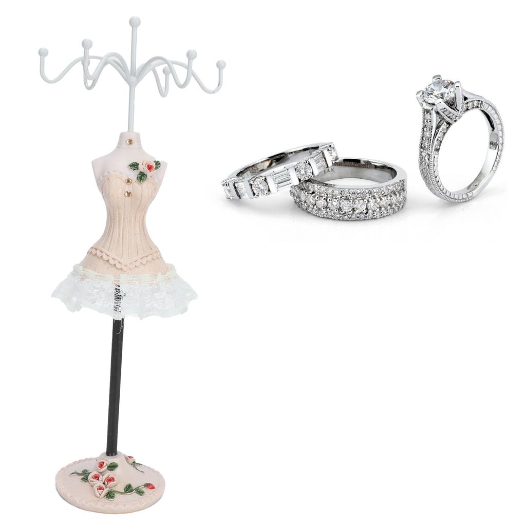 Jewelry Stand Display Earrings Necklace Storage Polyresin Doll Holder with Rotatable