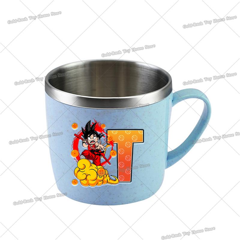 Anime Son Goku Letter Water Mugs Cartoon Dragons Ball Kids Stainless Steel Milk Cup School Home Coffice Drink Mug Boy Girl for Round Sensory