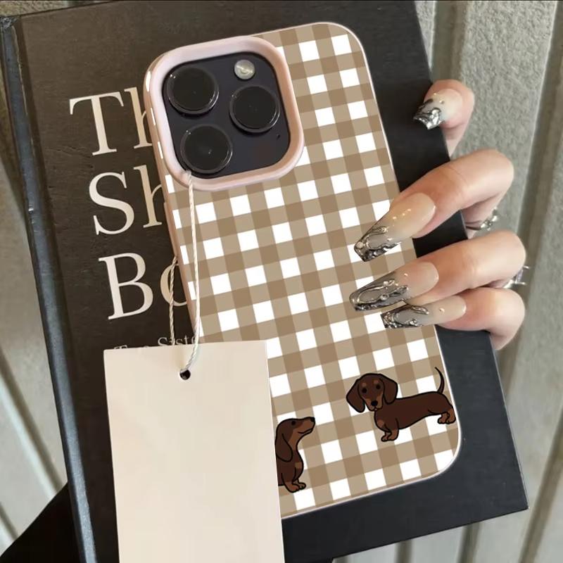 

Plaid Sausage Dog Lychee Texture Phone Case for Samsung Galaxy A55 A35 A25 A15 5G A24 A23 A32 A52 A71 A72 A51 4G Soft Cover A71 4G