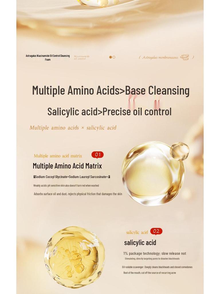 Original Astragalus & Niacinamid Aufhellender, ölregulierender Make-up-Entferner & Sanfte Gesichtsreinigung für Frauen