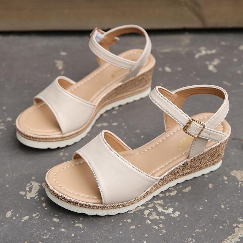 Fashion Lightweidght Wedge Sandals for Women Summer 2025 Ankle Strap Platform Sandles Woman Thick Sole Non Slip Daily Sandalias Mujer