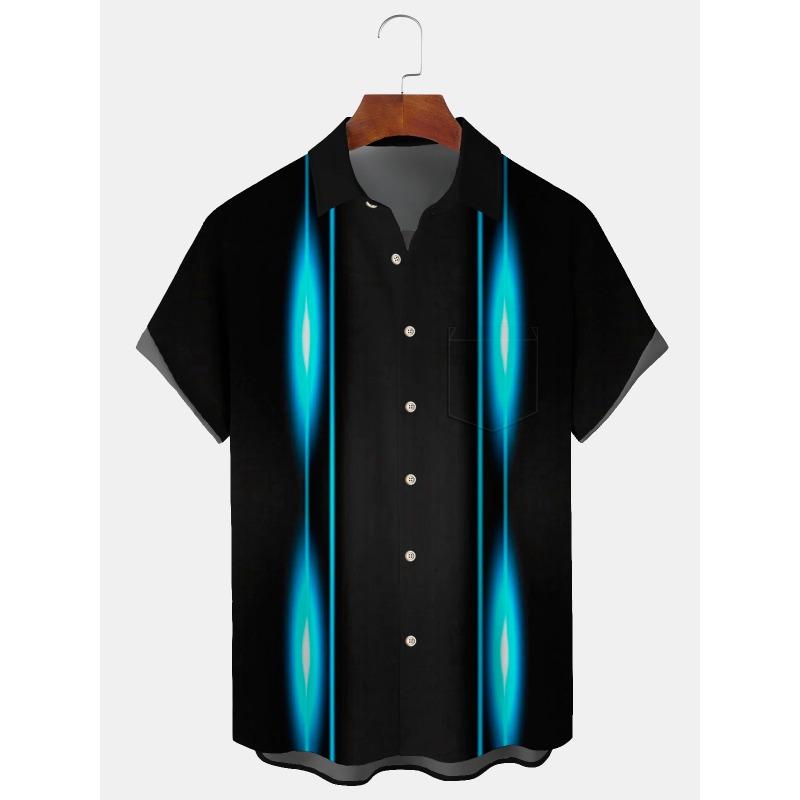 Ny Hawaii Vår/Sommar Mode Fritid Gatumode Turist Strand Tryckt Helt Öppen Kortärmad Knäppskjorta, Snabb Leverans
