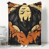 Bat Pattern Halloween Blanket, Flannel Dorm Office Nap Blanket, Printed Throw for Gifts, Soft and Warm Flannel Blanket, Perfect for Sofa, Home Leisure