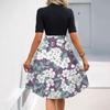 Women's Fashion Casual Belt Short Sleeve Round Neck Floral Elegant Temperament Dress