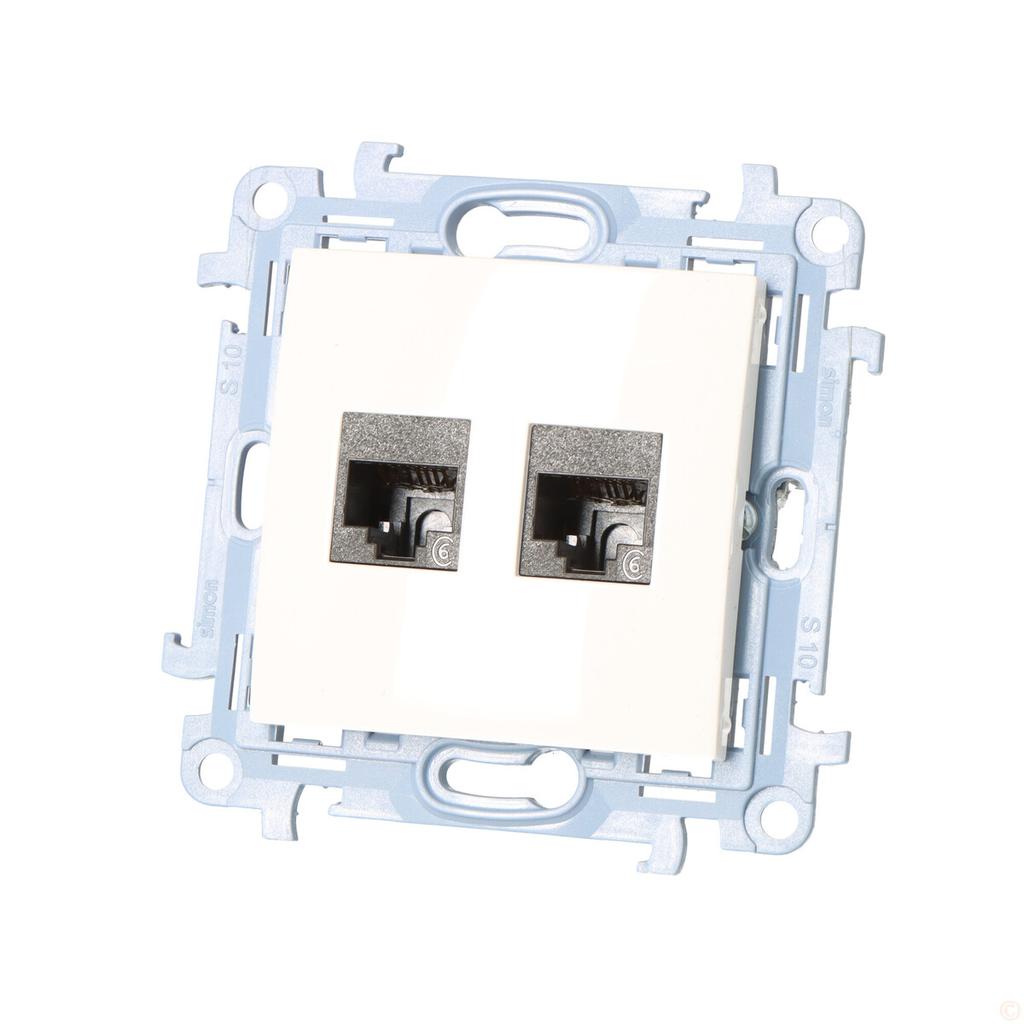 Double RJ45 Computer Socket Category 6 (module), White Simon10