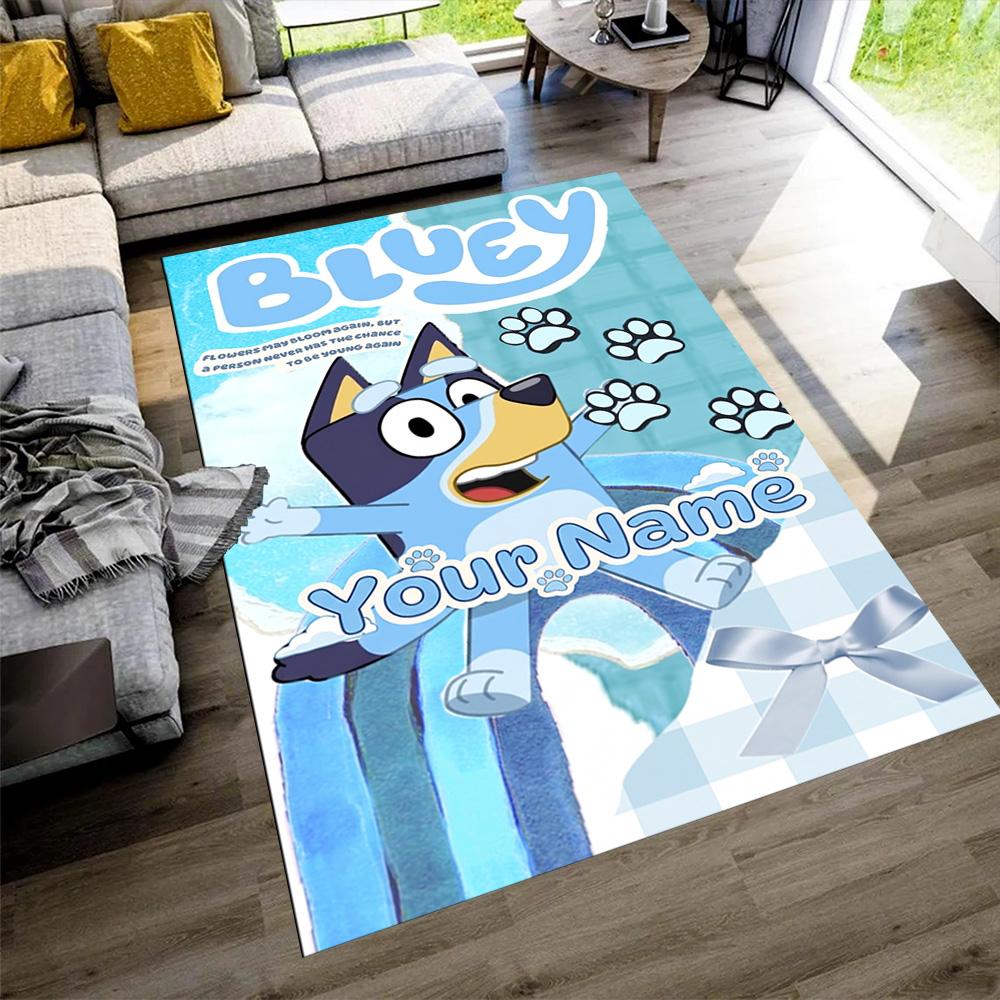 Bluey Customized Name Area Rug Perfect for Entryway Decorate room Study room Dining Room Anti-slip Rug Decorate Offices Wedding Party Gift