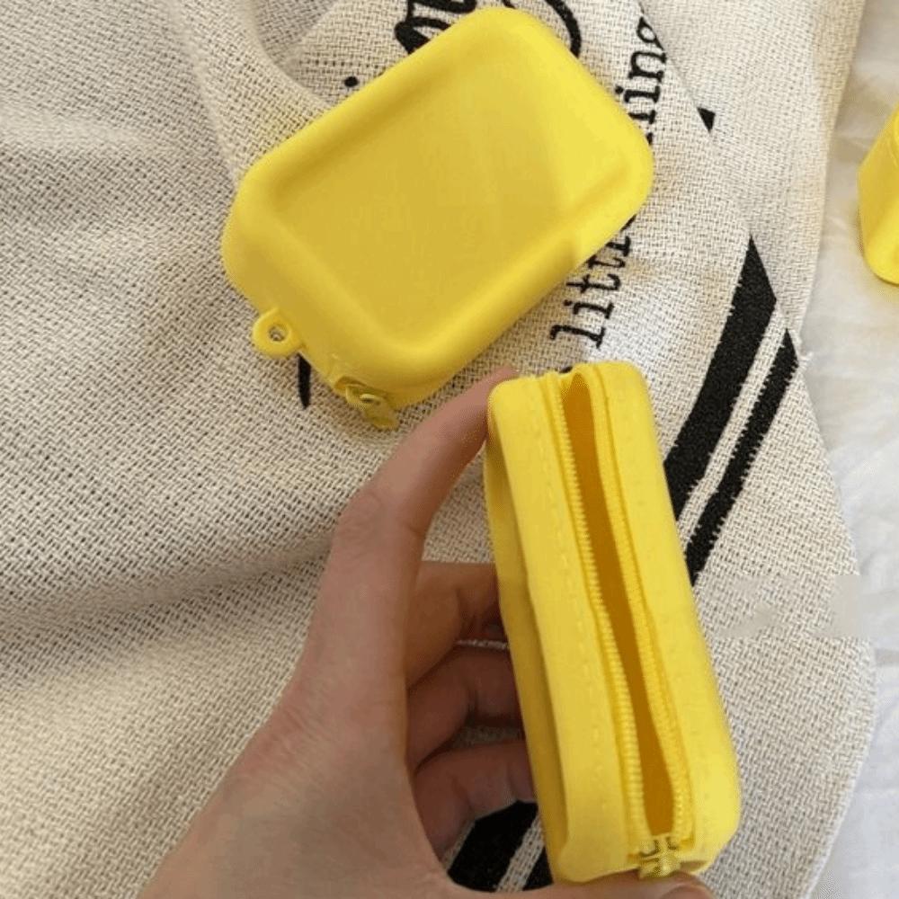 Münzbörse Multifunktionale Aufbewahrungstasche Rechteck Kleine Artikeltasche Lässig Silikon Kosmetiktasche Herren