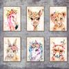 Leinwandbilder Wohnkultur Malerei Wandkunst Kaninchen Fuchs Flamingo Drucke Kreative Aquarell Nordic Poster Modulare Wohnzimmer Kein Rahmen