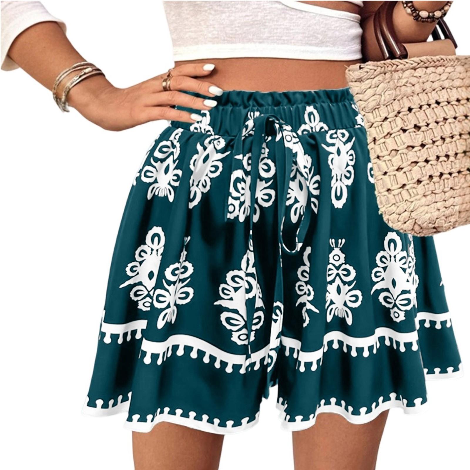 

Женские повседневные свободные весенне-летние модные бохо-принтованные шорты Бохо-принтованные шорты XL небесно-голубой