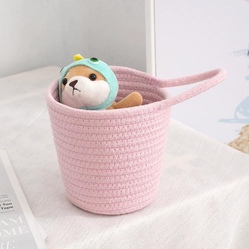Cotton Rope Woven Storage Basket, Small Laundry Baskets, Desktop Sundries, Keys, Toys, Snacks Organizer Box, Ins Hanging