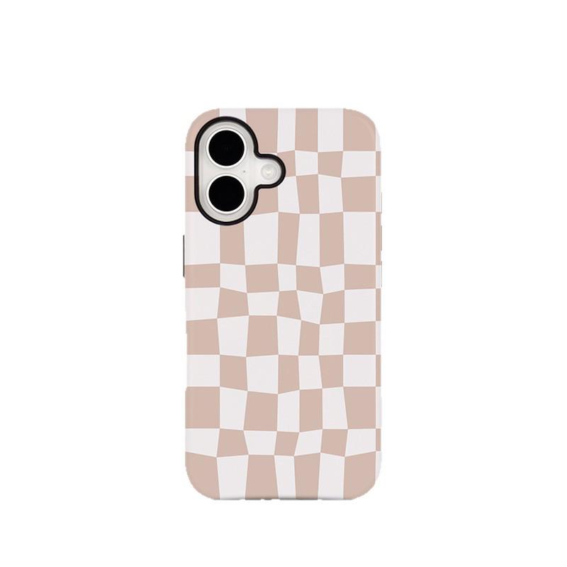 

Brown Checkered Magnetic Phone Case for Apple 17 & Android, 2-in-1 Design iPhone 13 mini