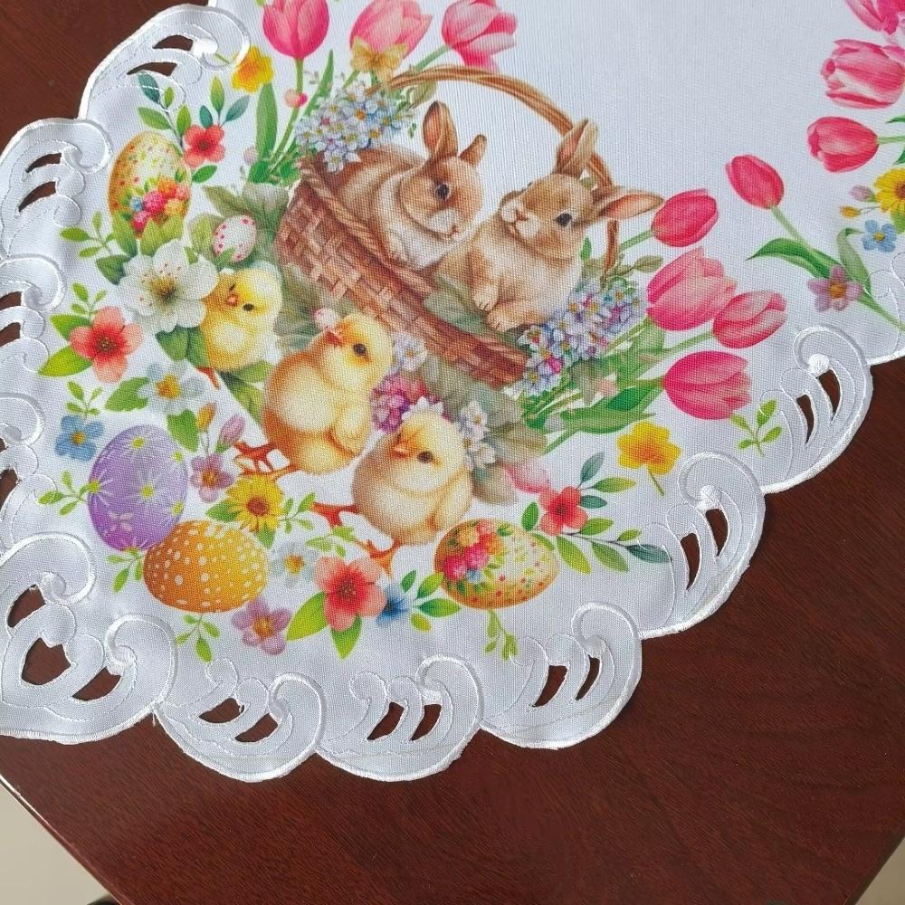 Little Chick Easter Table Flag Waterproof Anti Slip Table Cover Oil-resistant Anti-scalding Rabbit Dining Table Cloth Hotel