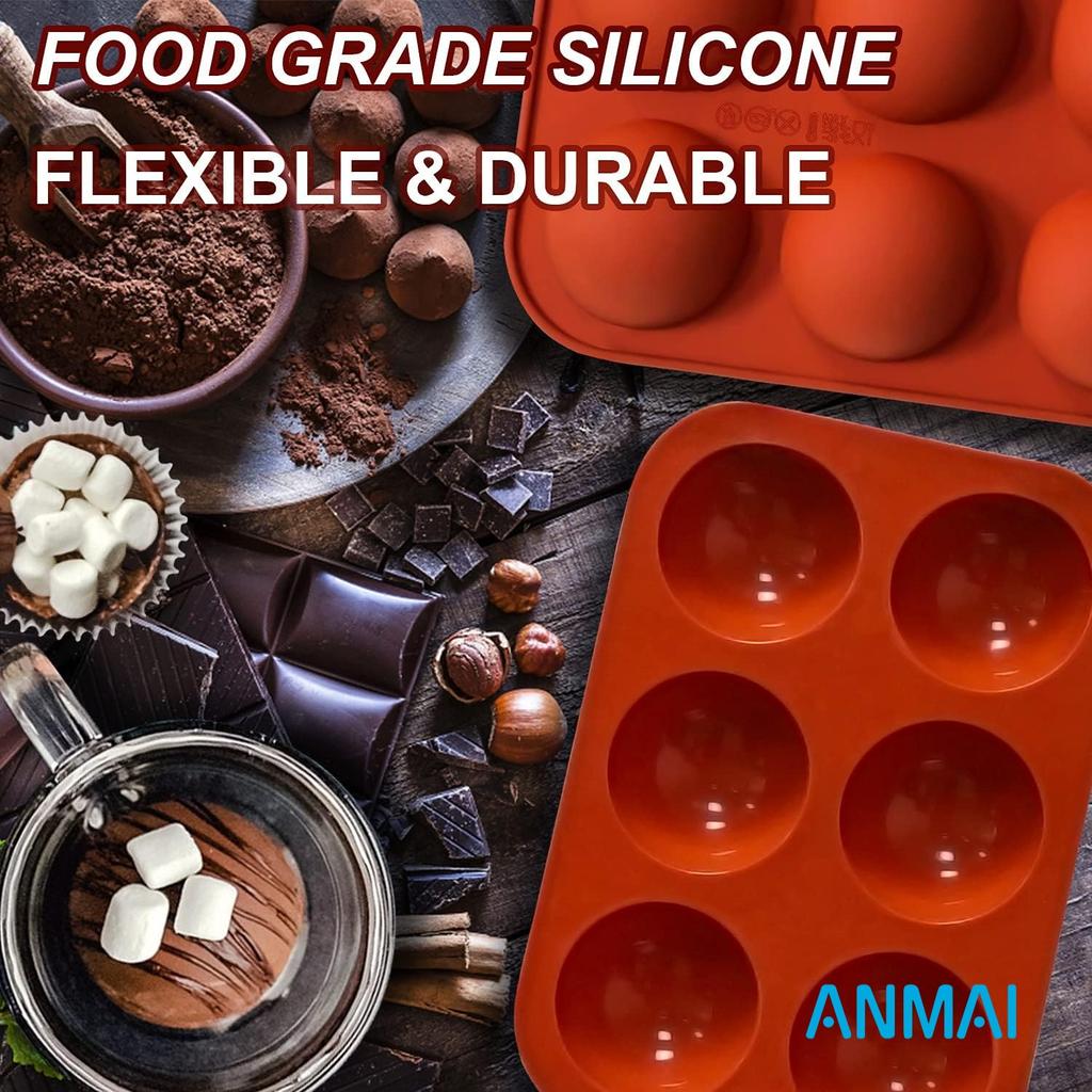 Anmai Half Sphere 6 Cavity Silicone Mold Baking Mold Hemisphere Cake Mold Chocolate Mold Jelly Mold Mousse Cupola Mold 19 X 13 X 2.8 Cm
