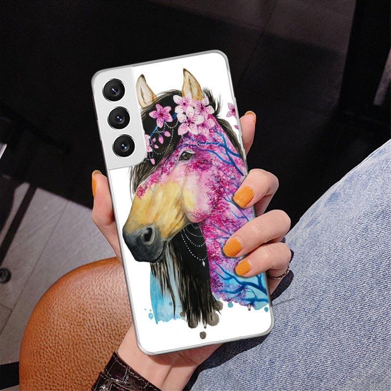 Animal Oil Painting Horse Phone Case For Samsung Galaxy S24 S25 Edge S26 Ultra S23 S22 S21 Plus S20 FE + Personalized Print Cove