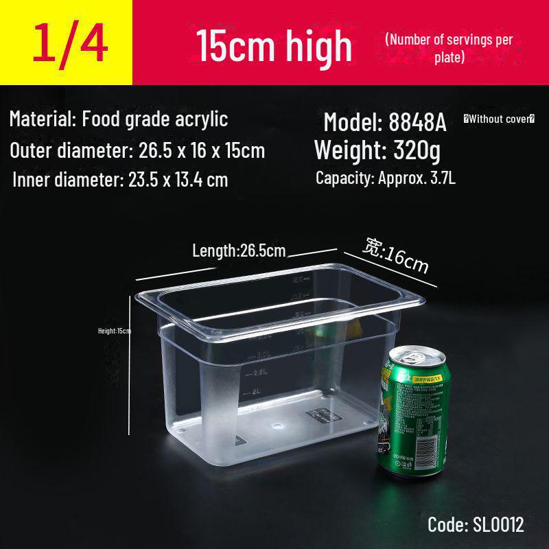 Transparente rechteckige Acryl-Heißtopfschale und Frischhalte-Obst-Auslagebox