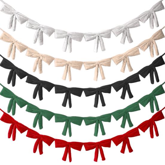 Yousheng 6Pcs Red Velvet Bow Tie Wreath Bowknot Garland Christmas Decor Home Entryway Indoor Holiday Decoration with Ropes