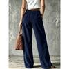 Autumn and winter retro corduroy wide-leg pants women's trousers high waist double pockets straight casual pants