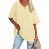 European and American Women's Summer V-Neck Loose Cotton Top – Solid Color, Short-Sleeve