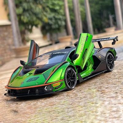 1:24 Lambo SCV12 Modello di auto in lega Tirare indietro Suono e luce Giocattolo per bambini Modello di auto sportiva Collezione di ornamenti da tavolo squisiti Regalo per ragazzo