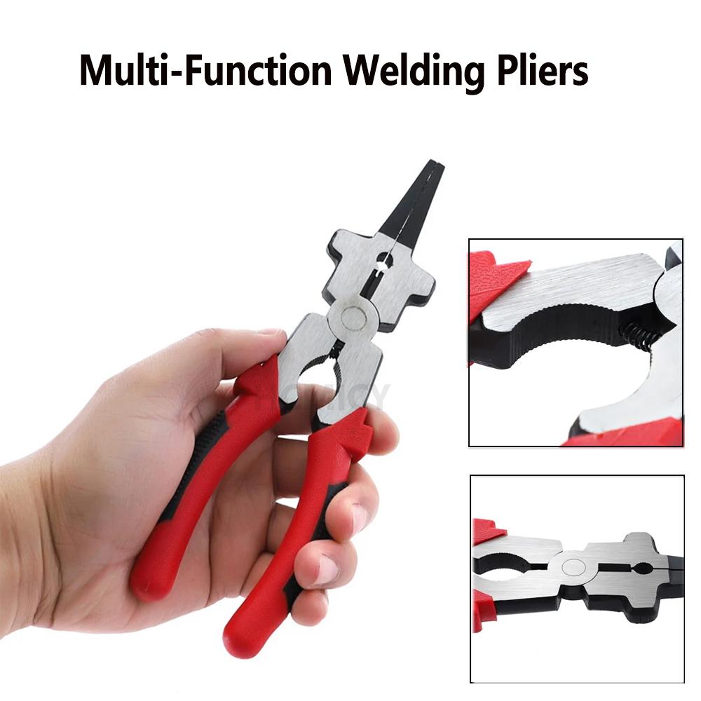 Highly Durable 8-Inch Welding Pliers Multi-function Welding Pliers Flat Mouth Pincers with Insulated Handle for Wire Cutting
