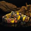 Natural Multi-colored Tiger's Eye Bamboo Knot Bracelet, a Birthstone and Symbol of Wealth.