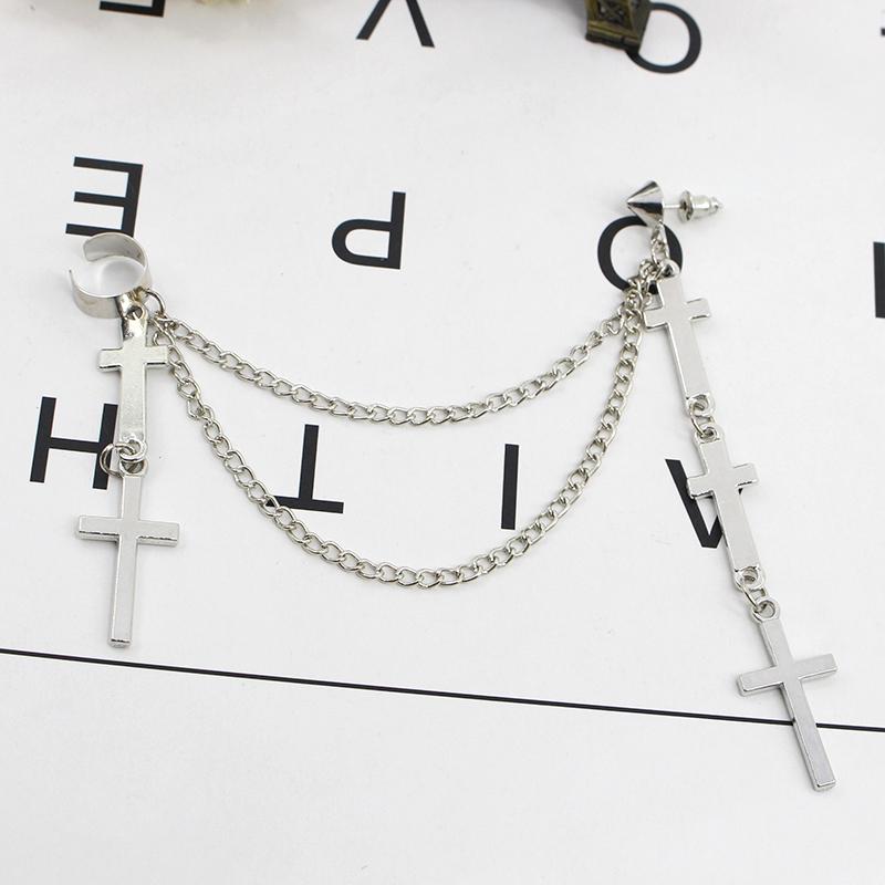 1pc Cross Tassel Long Chain Earrings for Women Girls Gothic Punk Rock Style Fashion Jewelry Accessories Party Gift Cool Thing