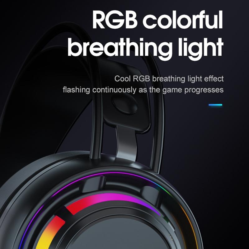 RGB Light Gaming Headset Surround Stereo Sound Earphone Soft Earmuffs Powerful Ergonomic Design Comfortable to Wear