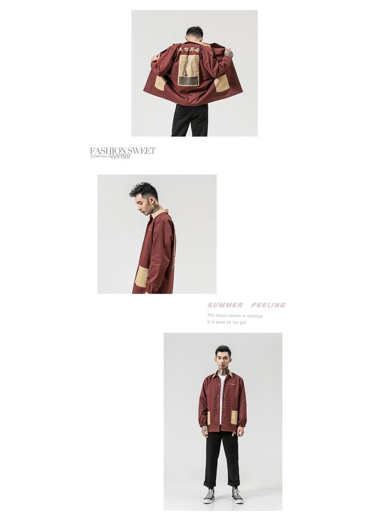 Chinese Style Men's Retro Trench Coat - Autumn/Winter 2018, Plus Size, Fashion Print Casual Jacket