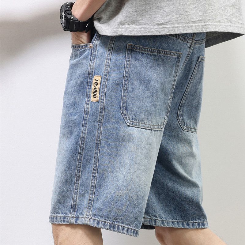 Summer Men Cargo Denim Shorts Men Slim Loose Fashion Brand Casual Five Point Short Pants Plus Size