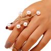 Imitation Pearl Open Arm Bangle Adjustable Armband Fashion Bracelet Ring Set  Girls