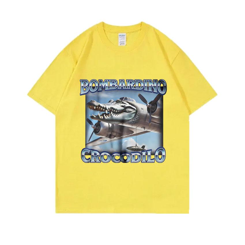 Bombardiro Crocodilo Funny Crocodile Plane Bomber Meme T-shirts Men Women Gothic Vintage T Shirts Casual Humor Oversized T Shirt