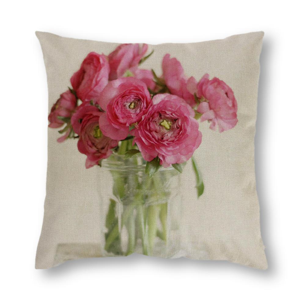18" Flower Linen Cotton Girl Cushion Cover Throw Pillow Case Home Sofa Car Decor 18" Flower Linen Cotton Girl Cushion Cover Throw Pillow Case Home Sofa Car Decor