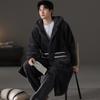 Nightgown Men's Autumn and Winter Coral Fleece Suit Pajamas Winter Hooded Thickened Fleece Flannel Loungewear Warm