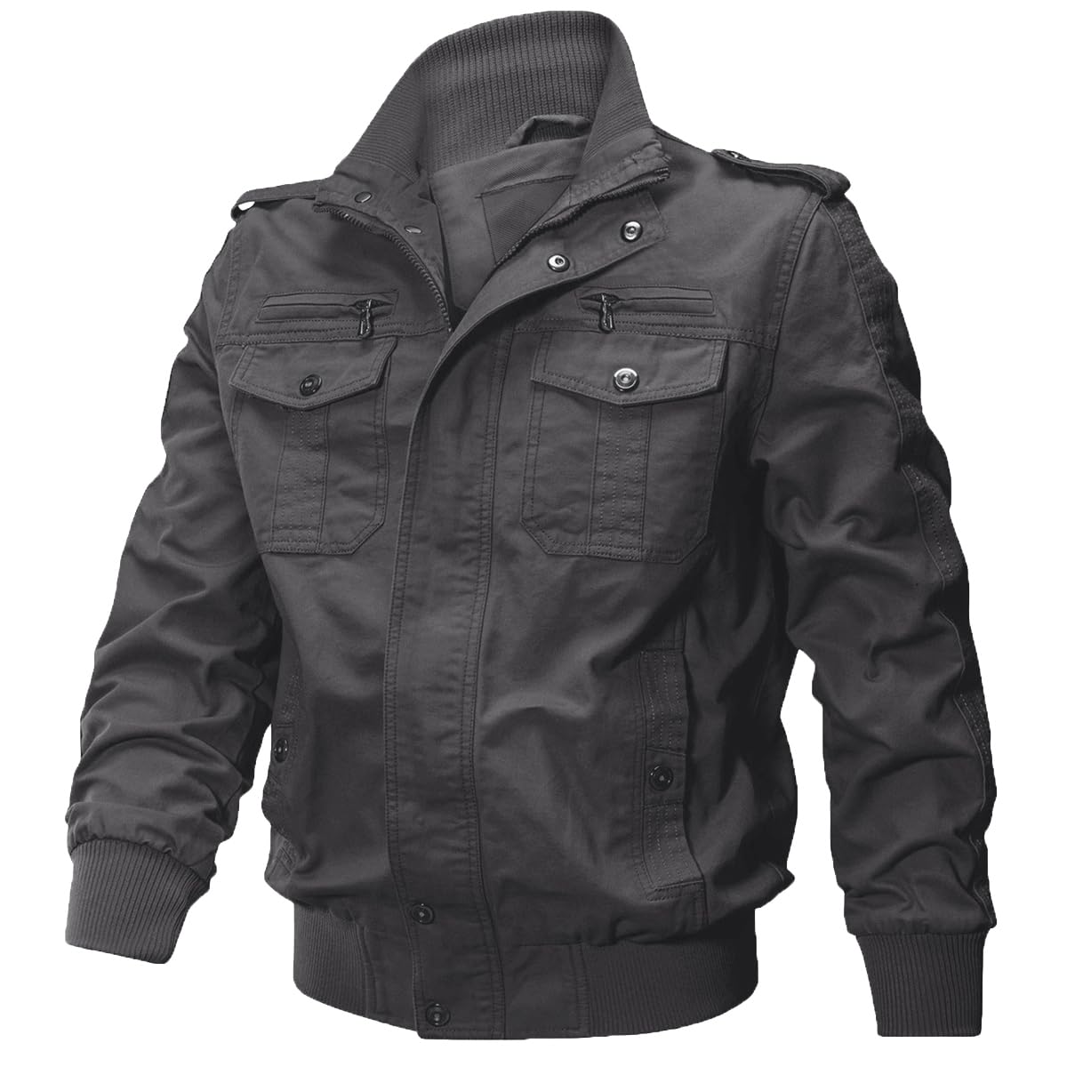 KEFITEVD Winter Size Motorcycle Military Stand Winter Outdoor Military Style Men s Jacket, Gray, JP, 3XL, Windproof, Jacket, Style, Collar, Jacket, серый