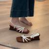 Retro thin strap open-toed sandals women's summer gentle temperament versatile bow slope heels