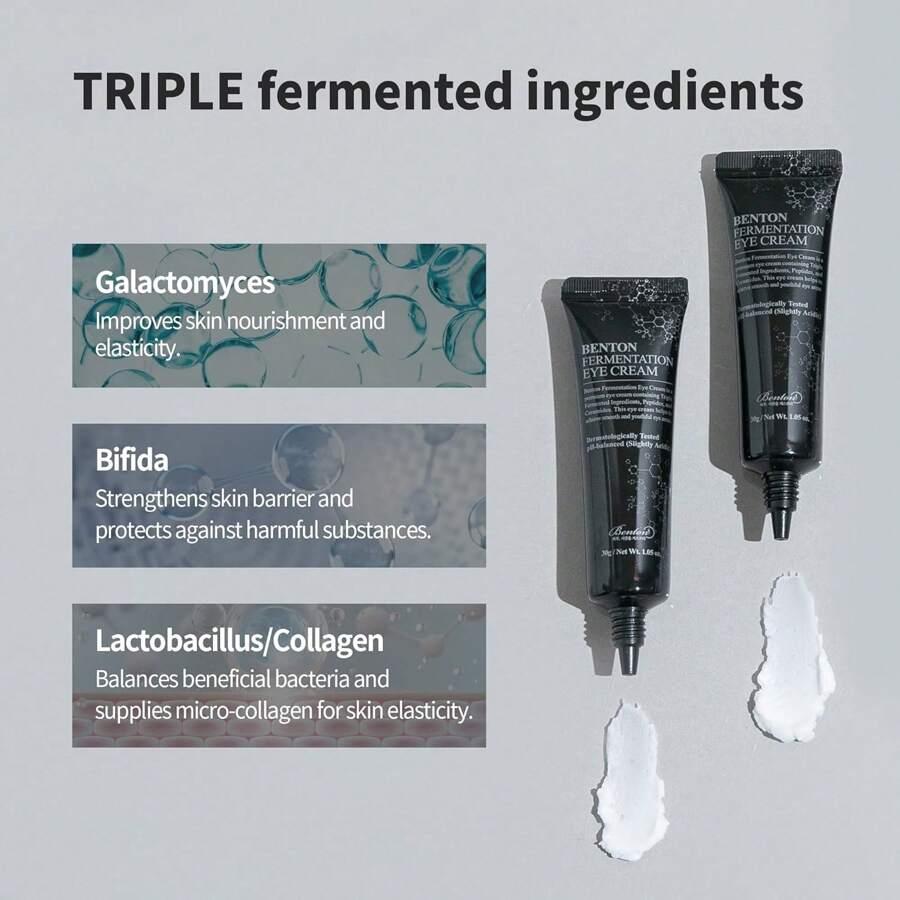 Benton Fermentacyjny Krem pod Oczy Nowa Wersja 30g - Galactomyces & Bifida Ferment Przeciwzmarszczkowy Krem do Pielęgnacji Okolic Oczu, Cienie i Obrzęki