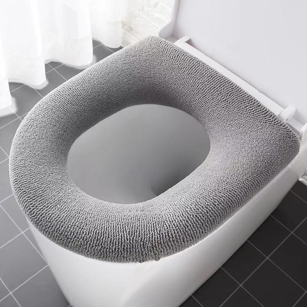

Thicken Toilet Seat Cover Mat Winter Warm Soft Washable Closestool Mat Seat Case Toilet Lid Pad Bidet Cover Bathroom Accessories серый