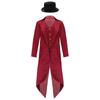 Kids Victorian Costume Retro Renaissance Tailcoat Jacket Gold Buttons Felt Hat Magician Ringmaster Party Outfit