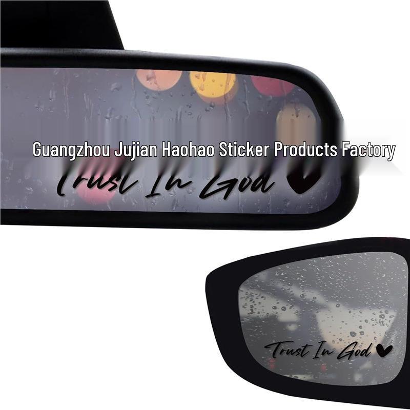 Trust In God Car Rearview Mirror Sticker - Reflective Car Body & Laptop Decoration