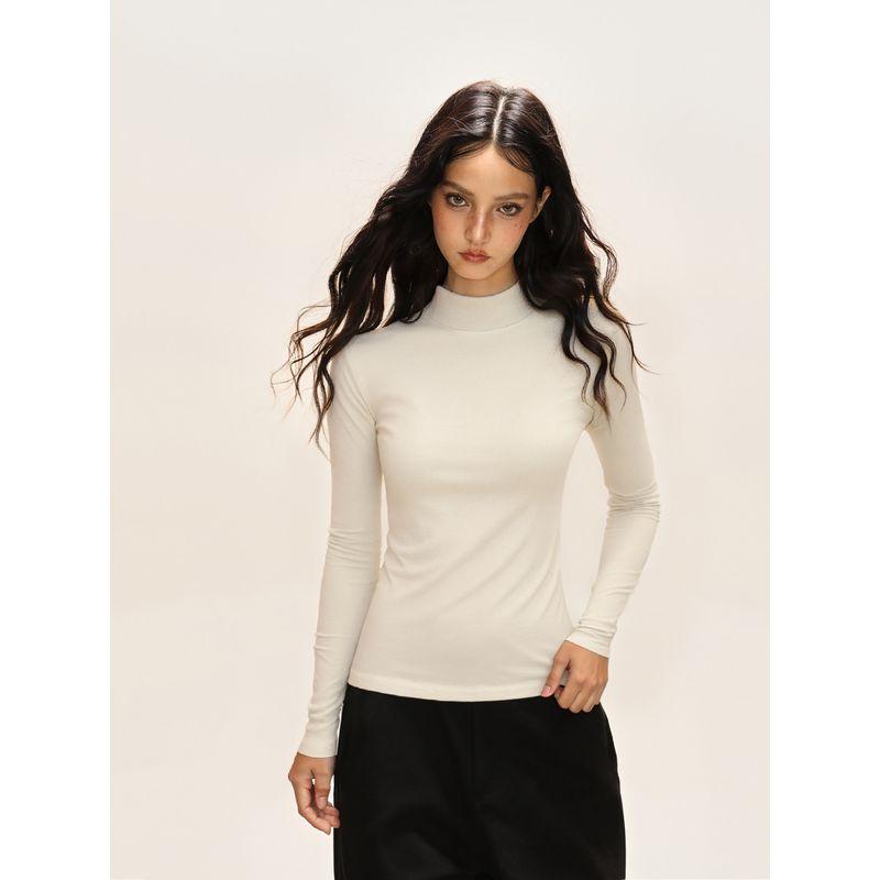 Shiyiyue American-Style Solid Color Inner Top for Women, Autumn and Winter Half-High Collar Slim-Fit T-Shirt, Basic Base Shirt for Trendy Girls