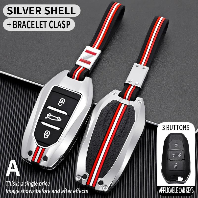 3 Bottons Metal Car Key Cover Fob Case Shell For Peugeot 2008 3008 308 408 508 4008 5008 For Citroen C4 C6 C3-Xr