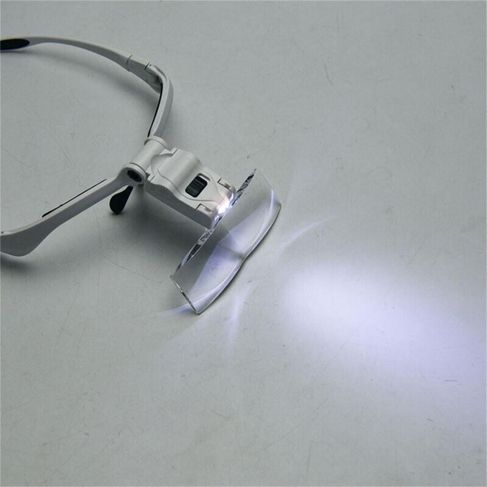 Huvudbandsförstoringsglas med LED-ljus Förstoringsglas med 5 löstagbara linser 1,0X 1,5X 2,0X 2,5X 3,5X För Smycken Läsning Sömnad Reparation