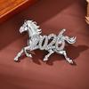 Yousheng 2026 Rhinestone Horse Brooch Year of Horse Lapel Pin Galloping Horse Brooch Pin New Year Outfit Accessory for Suits Coats Scarves