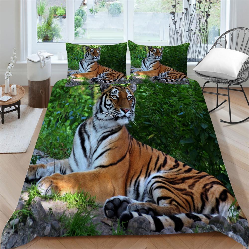 Tiger Duvet Set 3D Animals Printing Bedding Set Newly Bedding Cover Suit Single Size Bedspread Polyester Pillowcase