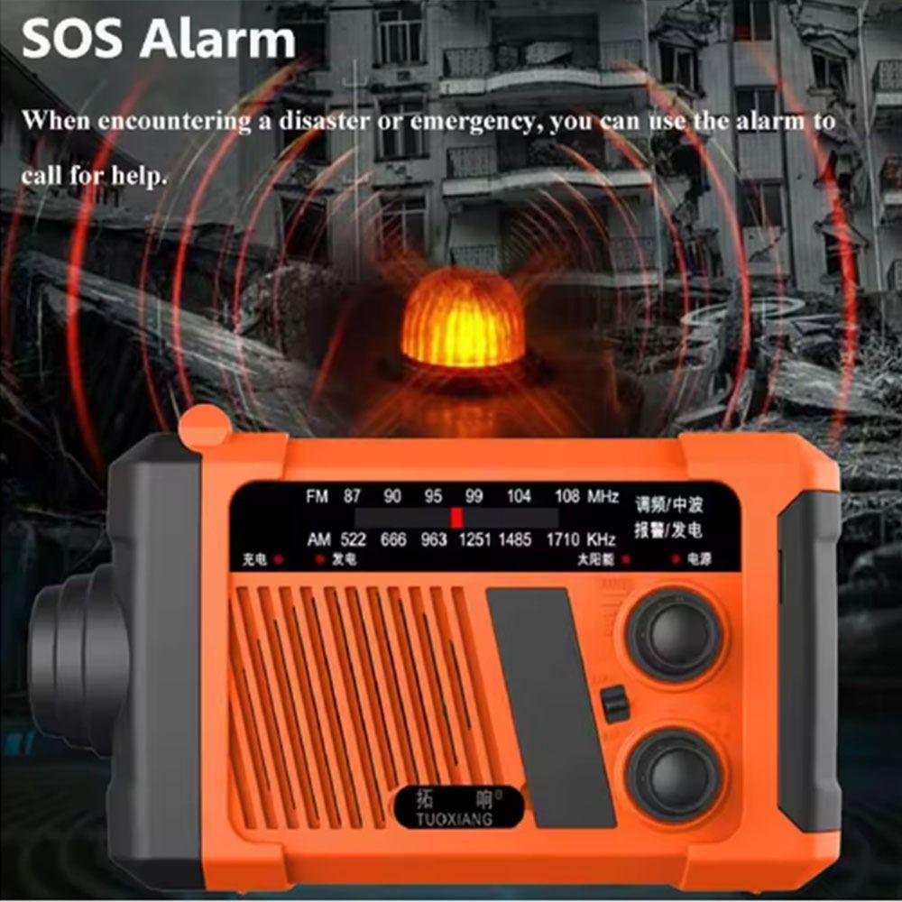 SOS Alarm Hand Crank Radio With Flashlight AM/FM Radio Solar Power Emergency Radio  for Home