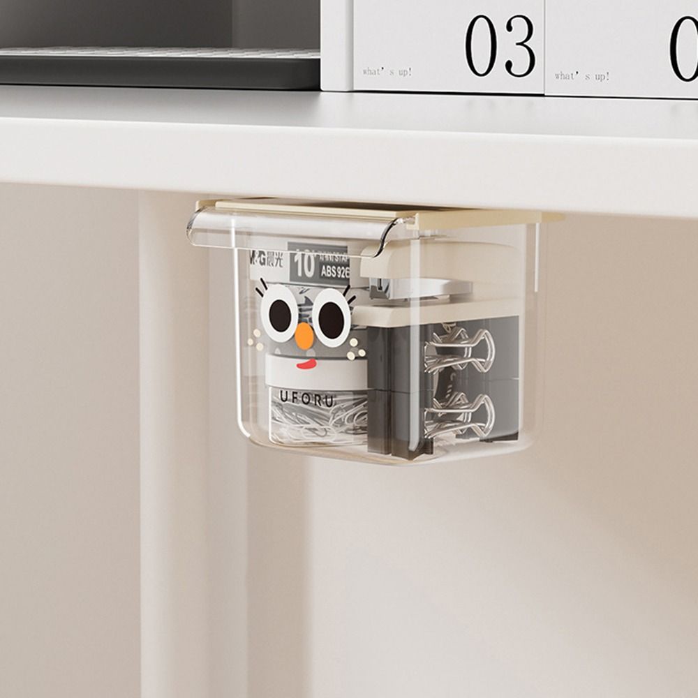 Transparent Stationery Storage Box Invisible Desktop Organizer Drawer Type Storage Box Desk Bottom