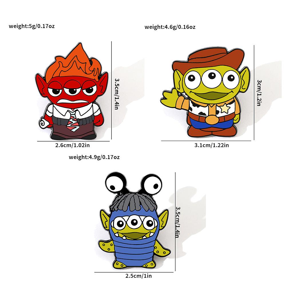 Disney 3-piece Set Cartoon Toy Story Brooch Creative Alien Enamel Pin Metal Badge Jewelry Clothing Backpack Accessories Gift for Friends