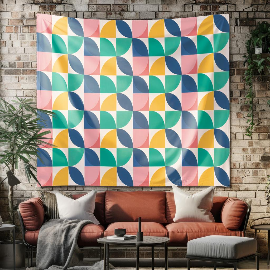 1Pc Bauhaus Abstract Printed Tapestry Living Room Background Wall Art Decoration Multi Size Space Pendant