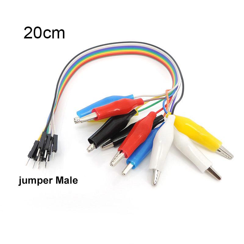 10 teil/los 20 cm 30 cm Krokodilklemme zum Überbrückungskabel 10-poliger Krokodilklemme männlich auf 10-polige Buchse Messleitungskabel für Arduino Raspberry