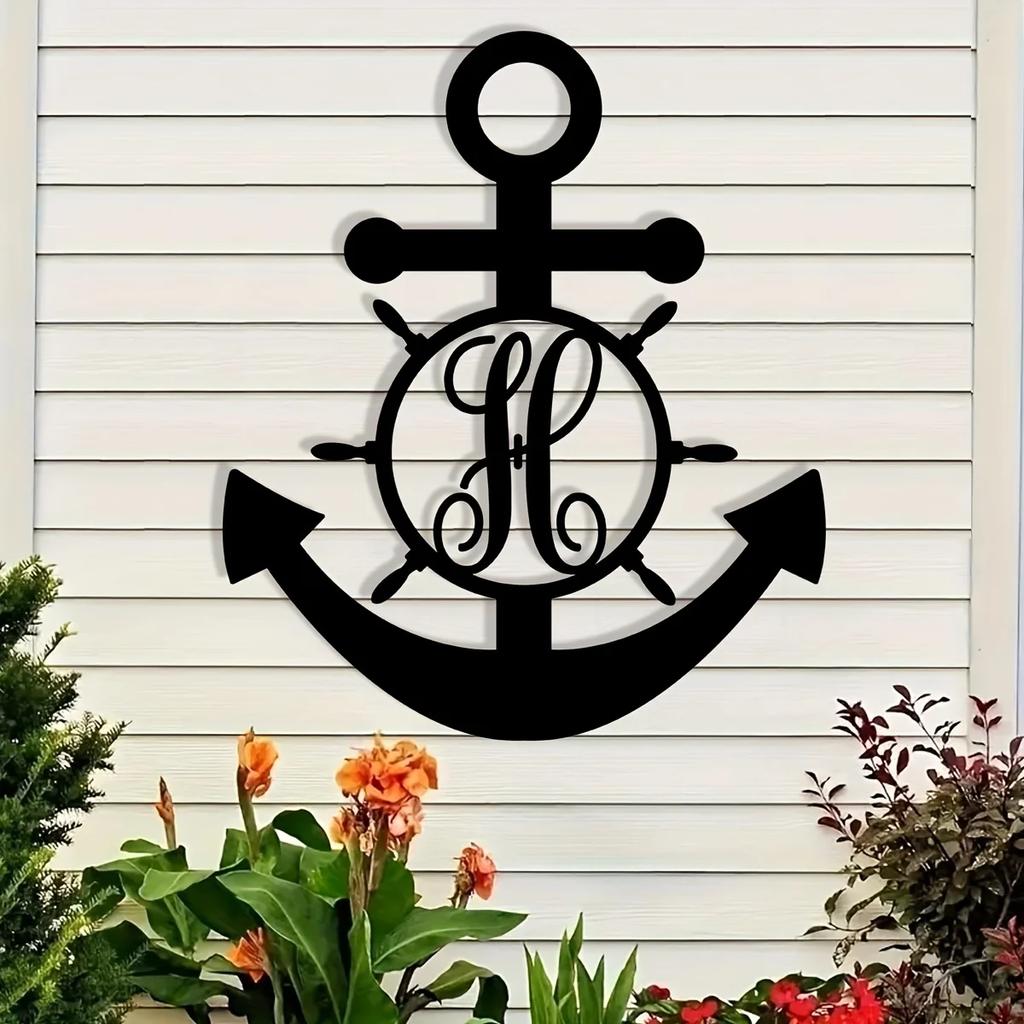 Custom Letter Anchor Metal Wall Art - Ευέλικτο, χωρίς ενέργεια, κομψή διακόσμηση για σπίτι και δώρα, τέλειο εσωτερικό και εξωτερικό